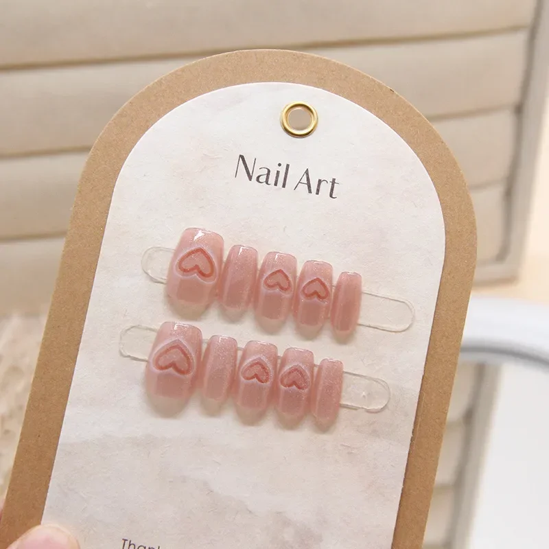 10pcs Women Small Fresh Mulitcolor Short T Short Ballerina Nail Press on Nails False Nails with 1 Jelly Gel and 1 Nail File