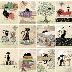 GATYZTORY Abstract Painting By Numbers Cat For Adults Kids Handmade Fantasy Gift Wall Art On Canvas Home Decoration Paint Kit