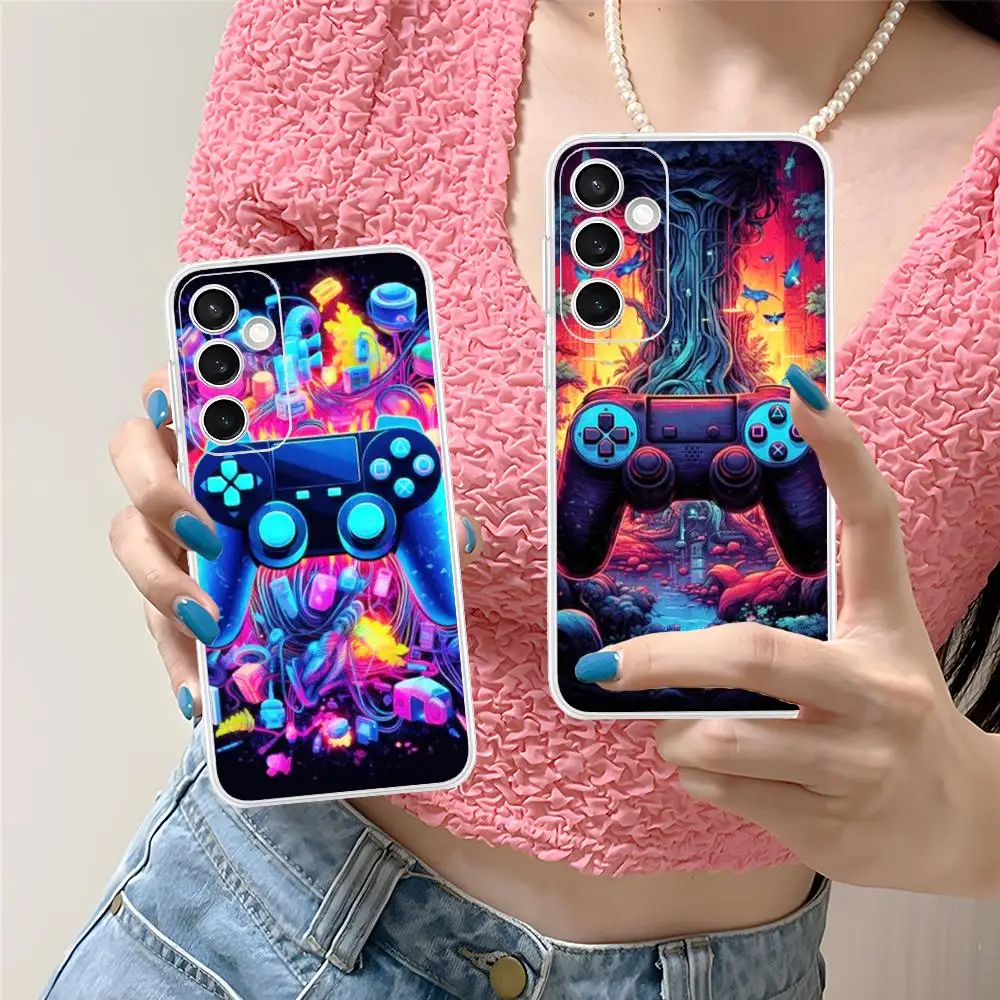 Game Controller Phone Case for Samsung Galaxy S25 S24 S23 S22 S21Plus FE Ultra Soft TPU Clear Shockproof Cover