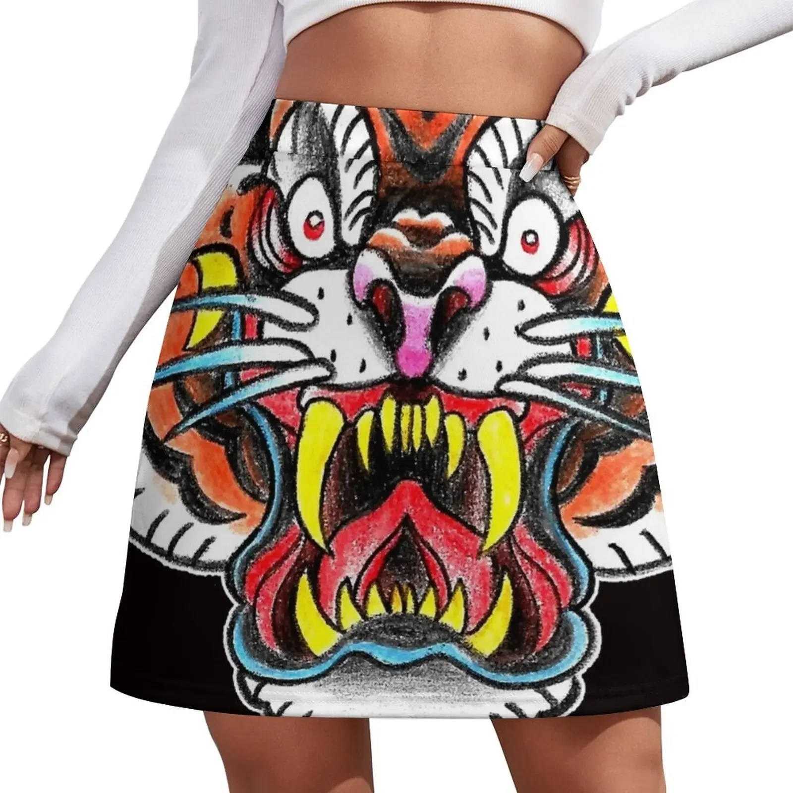

tiger vintage tattoo oldschool Mini Skirt kawaii skirt outfit korean style Dresses Women's dress