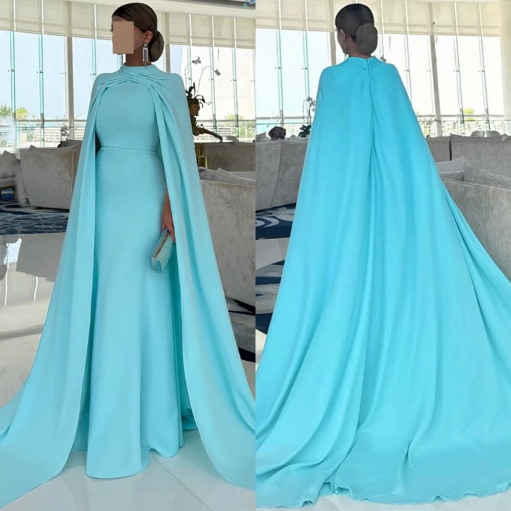 

Customized Luxury Chiffon Shawl Evening Dress Exquisite High Collar Prom Dresses Modern Court Train Special Occasion Gowns