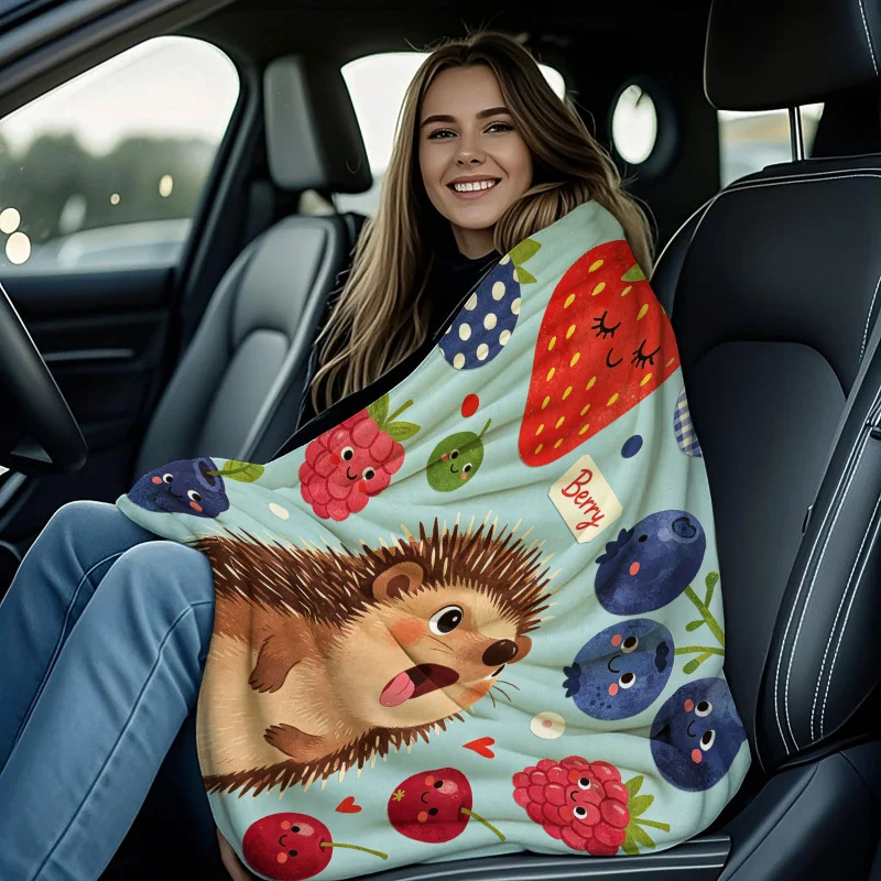 Sweet Critter Fruit Digital Print Blanket Flannel Throw Warm Gift Blanket Soft Sofa Bed Travel Decor