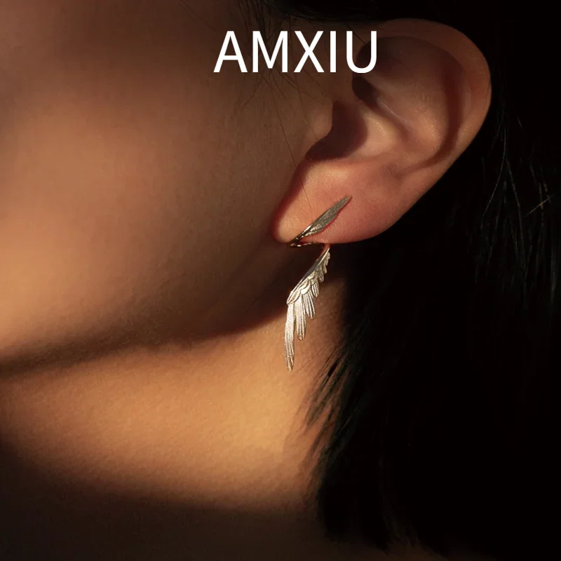 AMXIU New Wing Earrings For Women, Elegant S925 Silver, Autumn And Winter, High-End Design, Niche Pure Silver Ear Stud