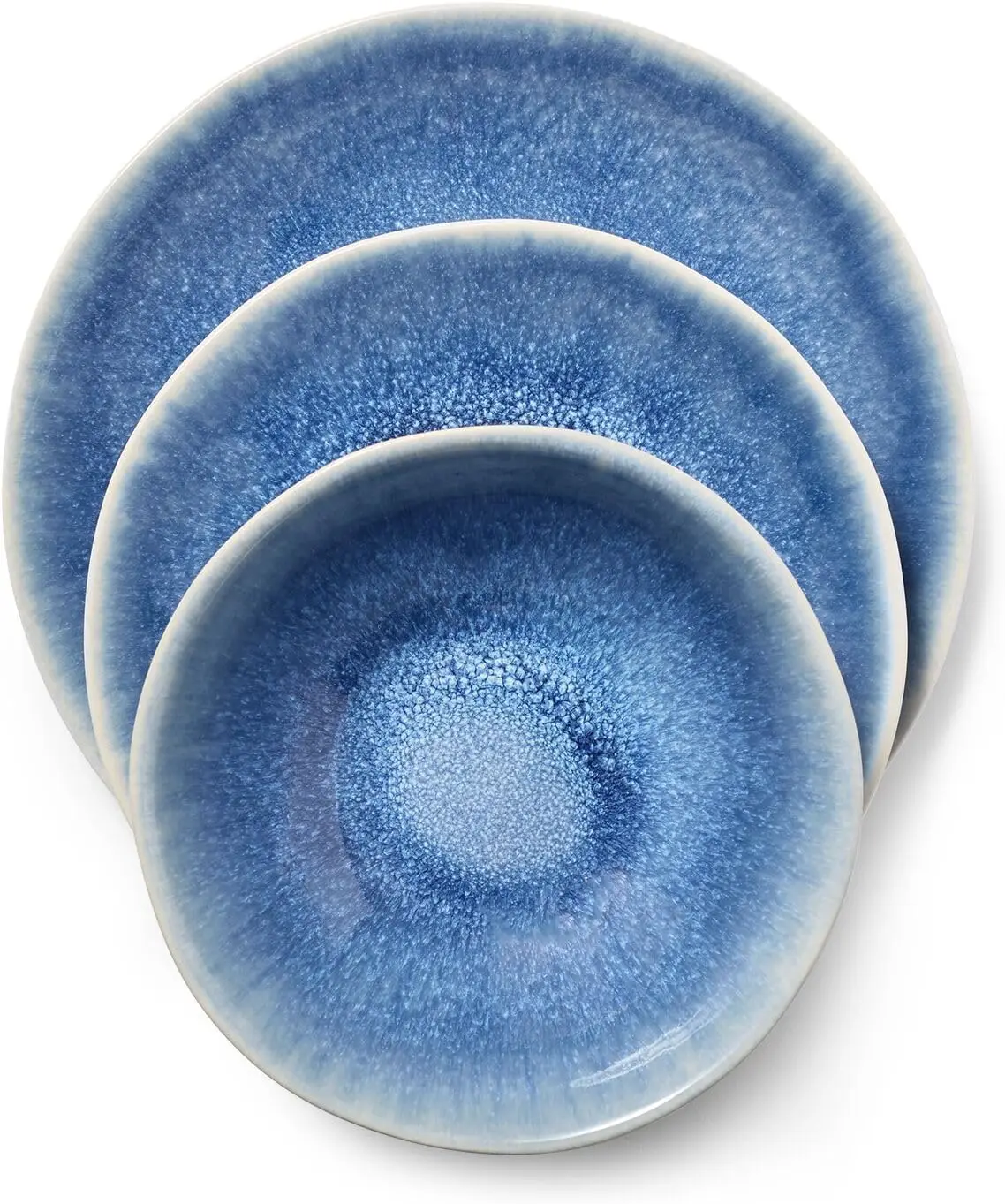 

Набор столовой посуды Cloud Stoneware — керамическая коллекция ручной работы из 12 предметов, сделанная в Португалии, с реактивной глазурью, органический дизайн, D