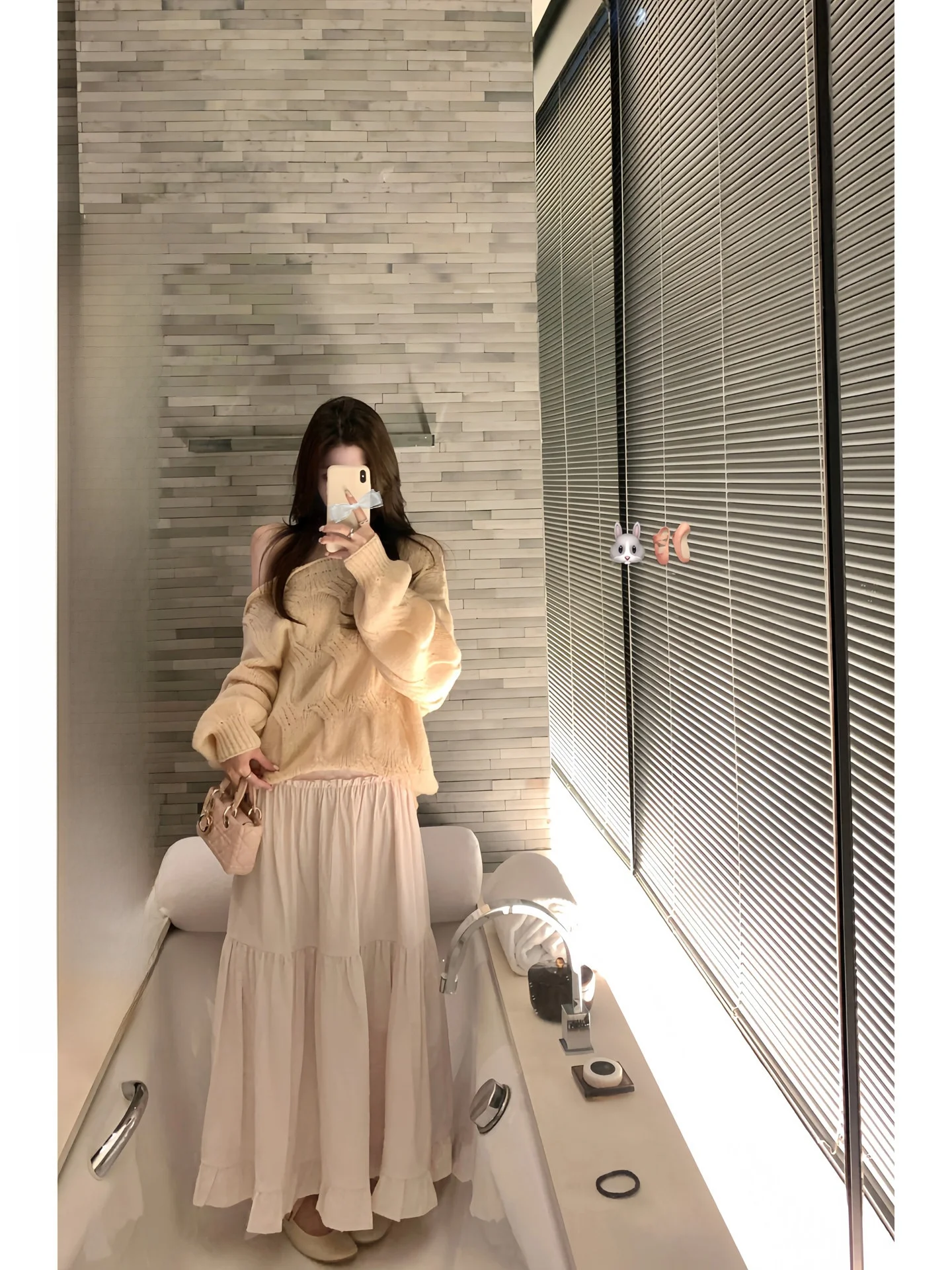 

Pink Lace Hem f Skirt Women's Winter Korean Sle Slimming Long Dr Soft Comfortable mid Waist A-Line Gown Side Zipper