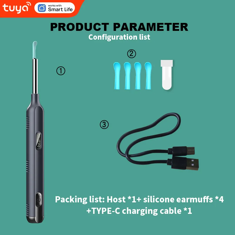 فائقة الوضوح الذكية البصرية خلال أذني التنظيف المنزلي مضيئة اللاسلكية قناة الأذن تنظيف أداة ملعقة حار! #4