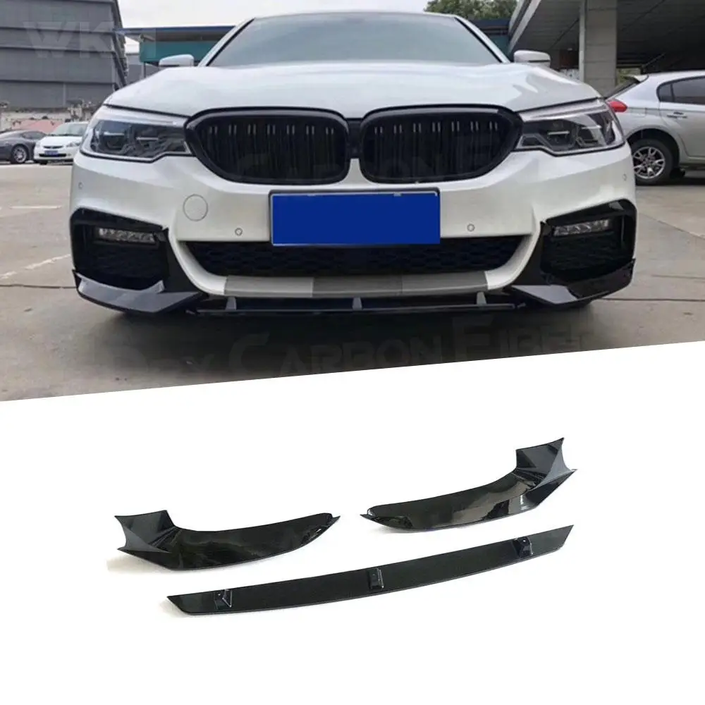 

ABS Gloss Black Car Front Bumper Lip Spoiler Splitters for BMW 5 Series G30 G38 M Sport 2017-2019