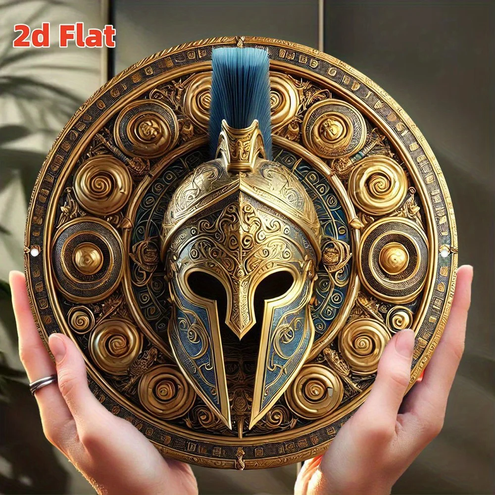 [Escudo de Dios de la Guerra de Oro] Escudo de Dios de la Guerra de Oro plano 2D | Poder de mitología nórdica | Tema del guerrero vikingo | Emblema de escudo en relieve W