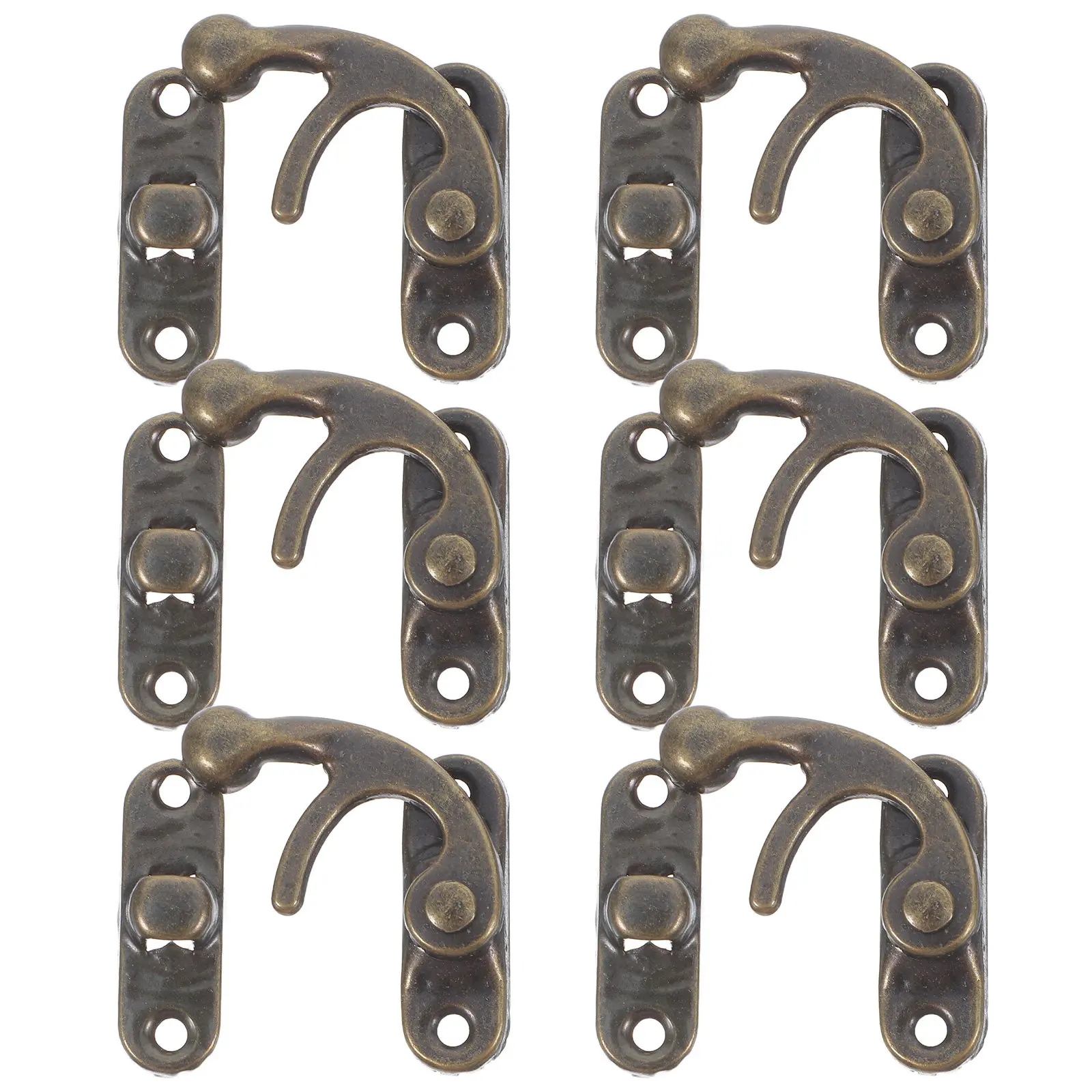 6Pcs Vintage Box Hasp Latch Retro Horn Hook Buckle Lock Metal Clasp for Jewelry Boxes Cabinets Toolboxes Secure Closure