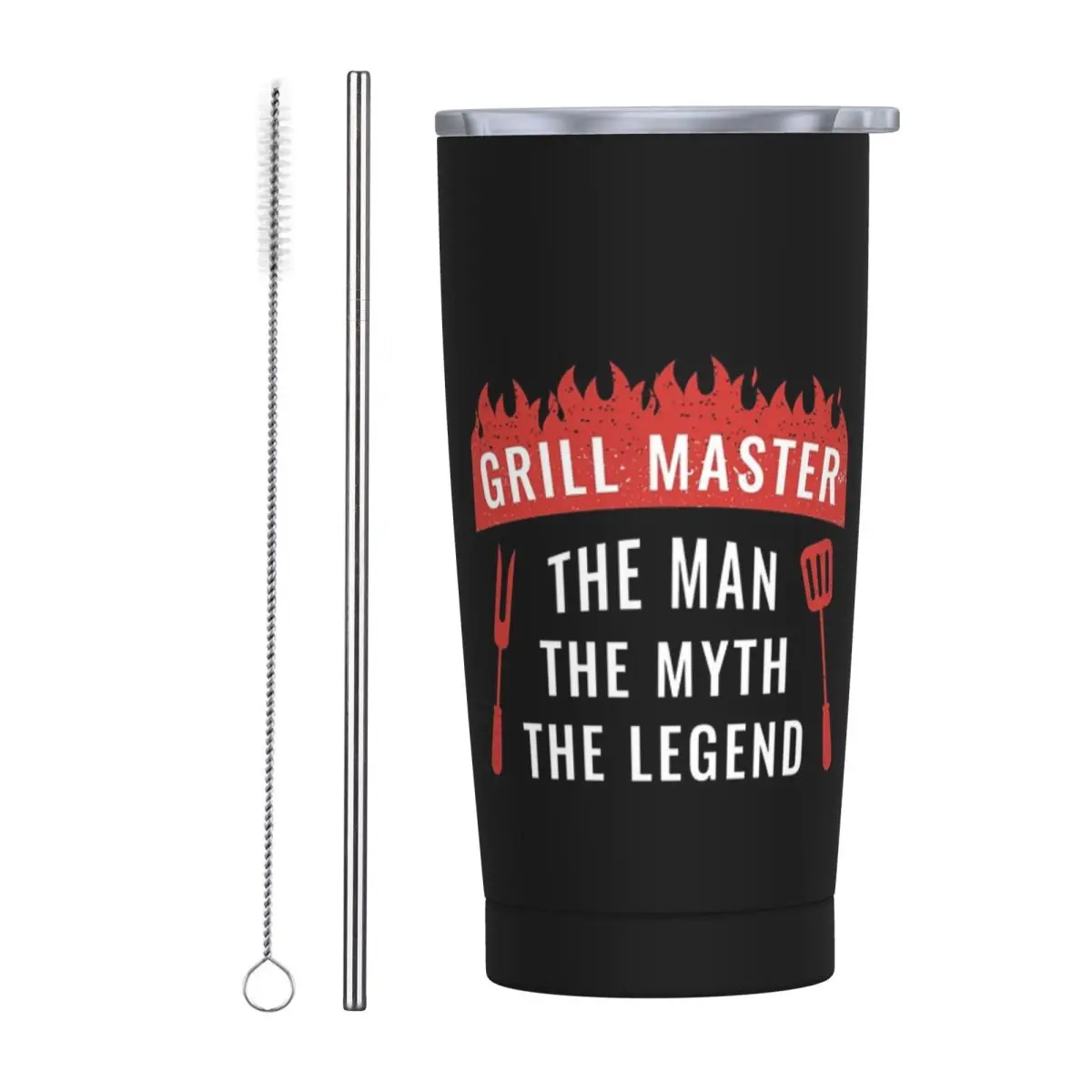 Dad The Man The Myth Grill Master Legend Stainless Steel Tumbler Vacuum Insulated Mugs Thermal Cold Cup Straws With Lid 20oz