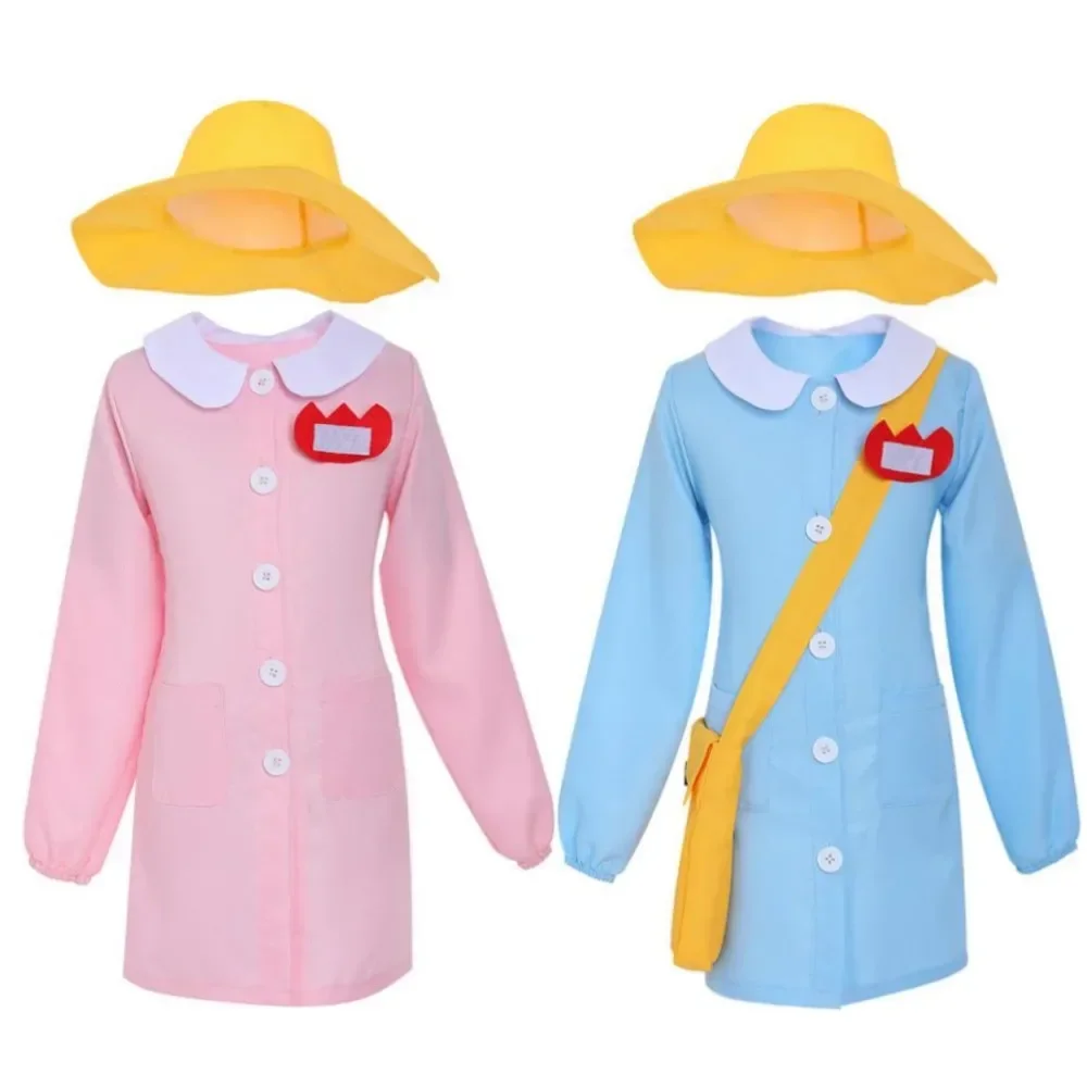 Costume de Cosplay de Travailleur de Garde d'Enfants de Style Japonais, Uniforme Anime Bleu et Rose, Robe Mignonne d'Halloween pour Homme et Femme Adulte