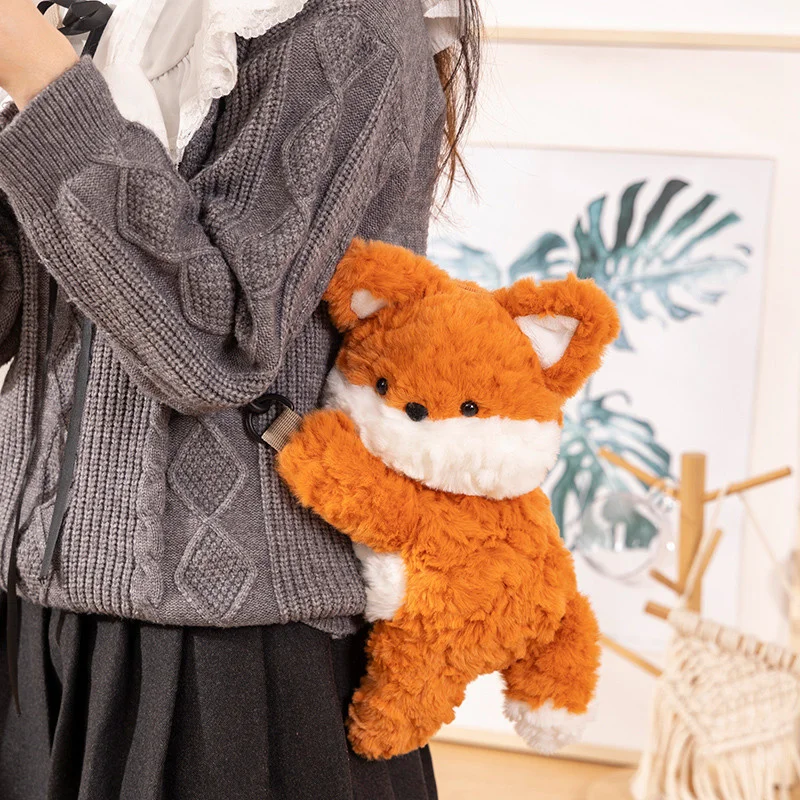 

Highland Cow Fox Plush Backpack Cute Funny Toys Fox Shoulder Bag Girl Cute Animal Fluffy School Fox Coin Purse Children's Gifts