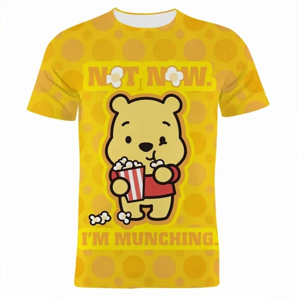 Miniso Disney Summer Cartoon Clothing Anime Winnie The Pooh Men\'s 3d Print T-shirts Casual 3D Print Girl Boy Children Tee Tops