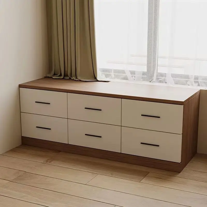 Solid wood bay window cabinet, drawer chest, tatami window sill, low, floor, storage cabinet