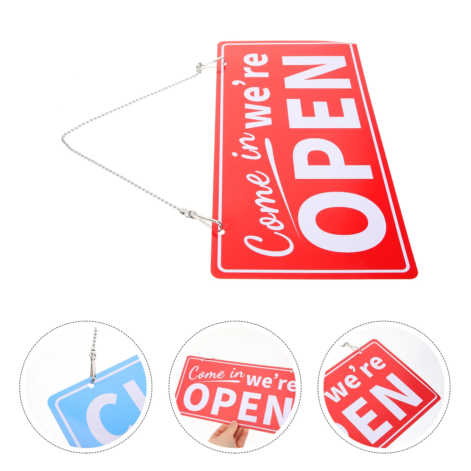 Business Hours Sign Open Closed PVC Thick Design Erasable Sun Resistant Fade Proof Market Use Clear View Door Decor
