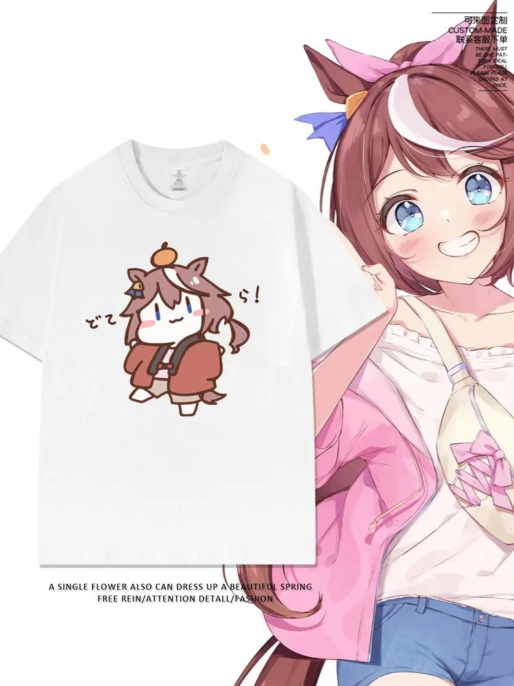 ‌Umamusume Pretty Derby T Shirt Tokai Teio Cute Kawaii Cartoon T-shirt Summer Soft And Comfortable Cotton Short Sleeve