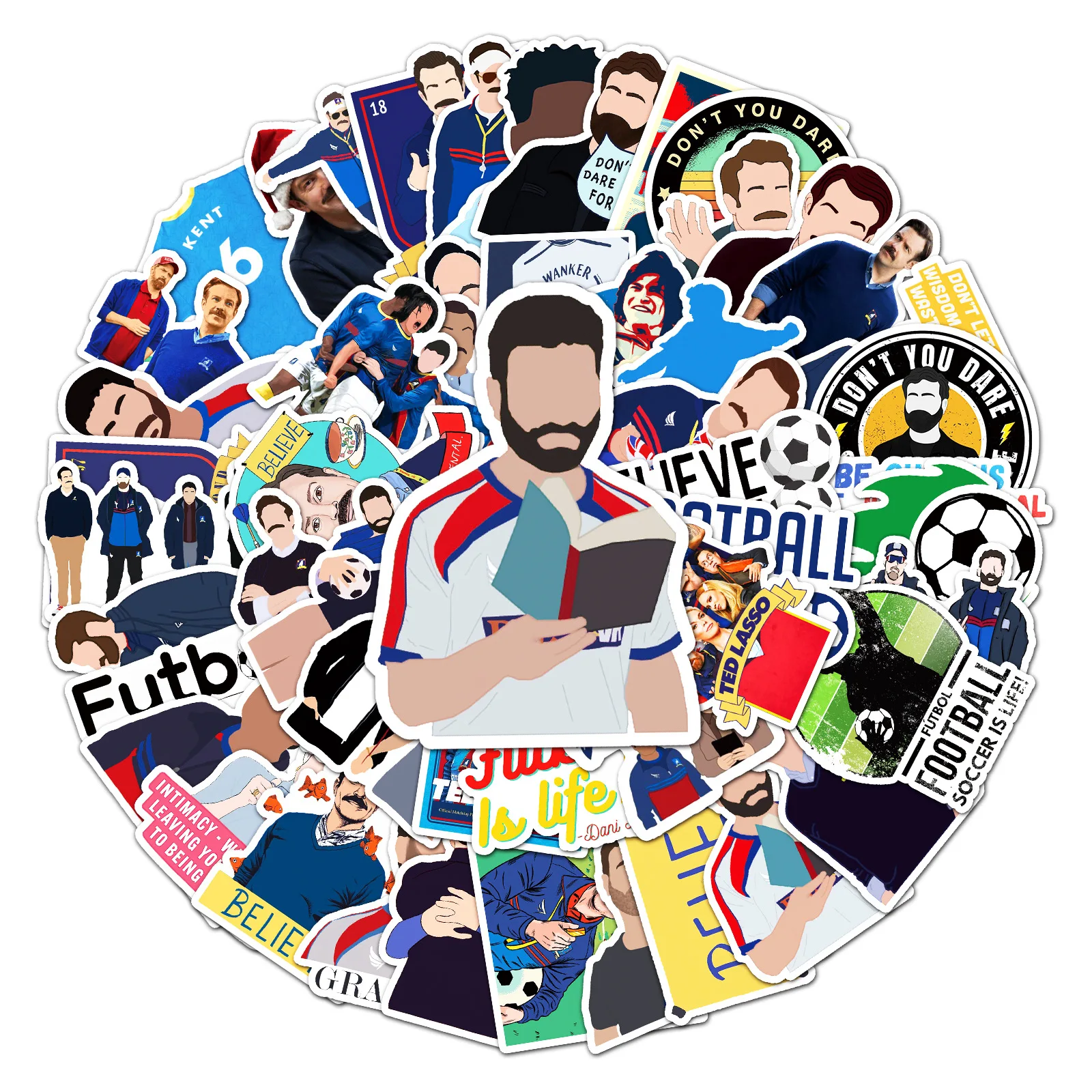 50 Stück Fußballtrainer-Graffiti-Aufkleber für Laptops, Handys, Skateboards, Gepäck, verschiedene lustige Aufkleber für Geschenke, Partygeschenke.