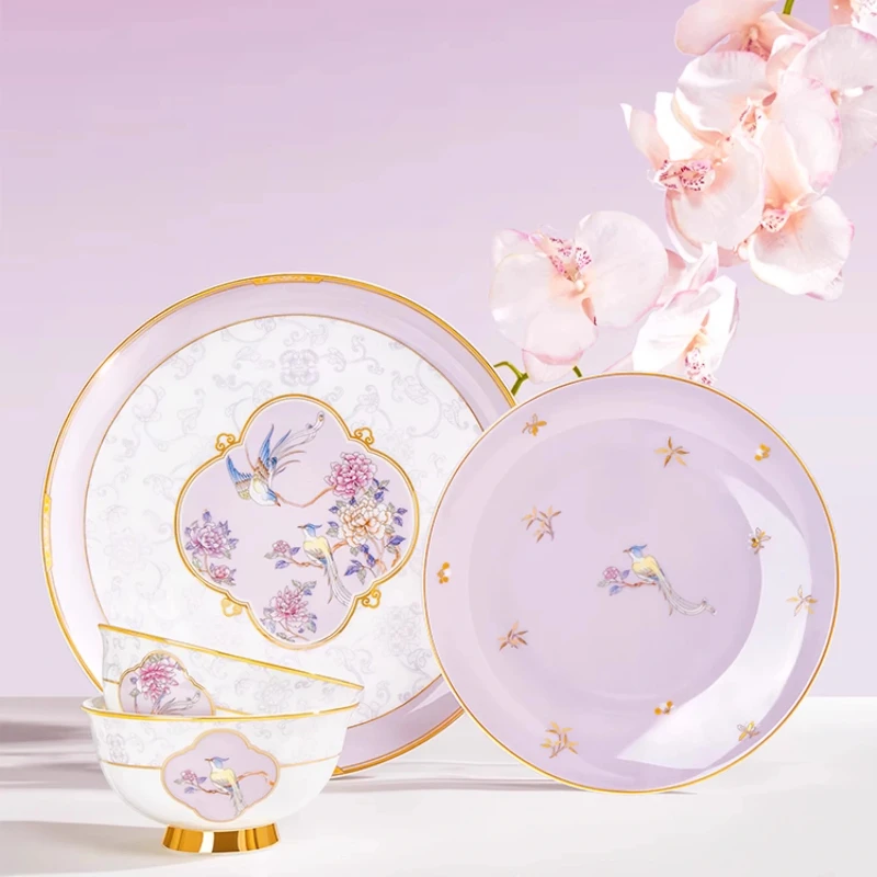 

Fine China Porcelain Plates Set Kitchen Gift Women Party Wedding Tableware Luxury Breakfast Vaisselle Cuisine Dinning Sets