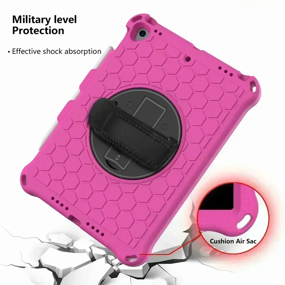 Funda con correa de mano giratoria 360 para IPad Mini 6 Air 2 3 4 10,9 9,7 2018 7th 8th 9th Gen 10,2 2021 Pro11 Kids Eva cubierta a prueba de golpes