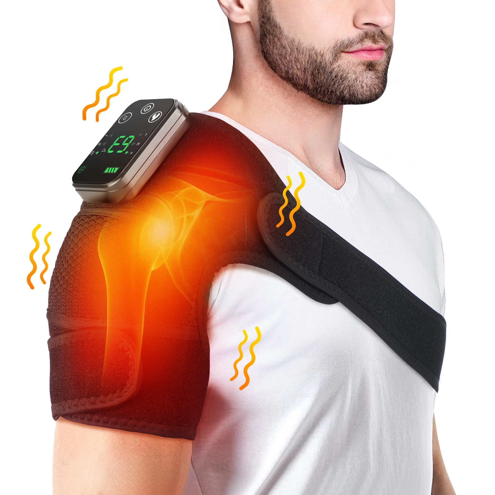 Electric Heating Vabration Shoulder Massage Brace Knee Shoulder Joint Fatigue Relief Vibration Massage Shoulder Elbow Brace