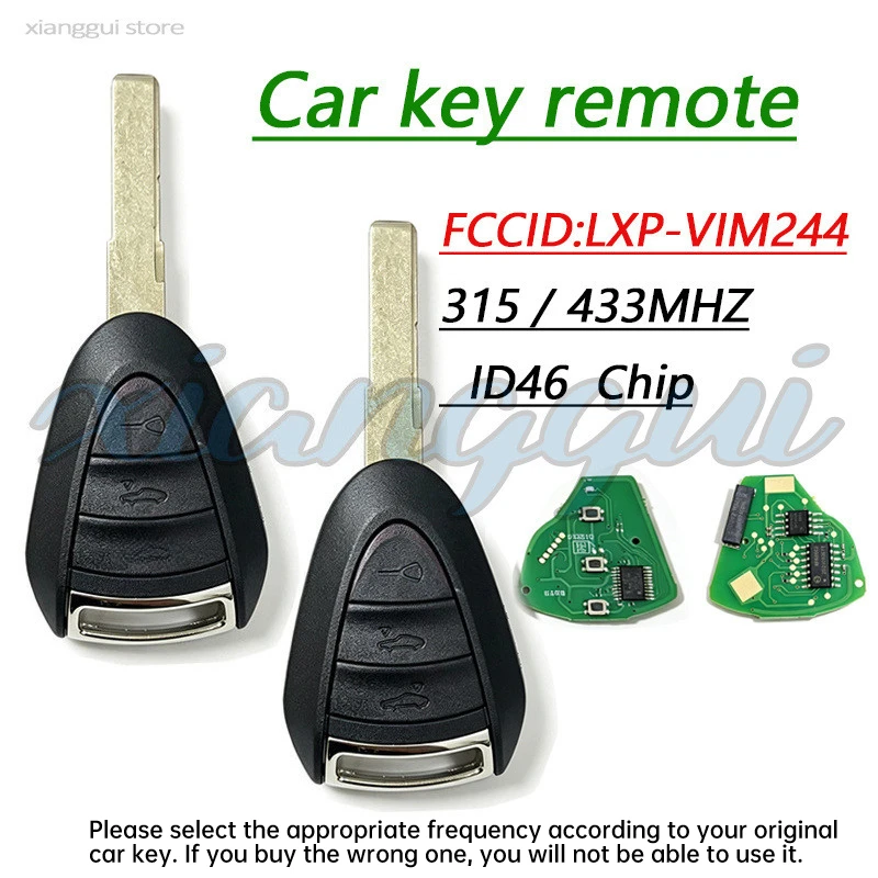 315/433mhz ID46chip Car Key Remote Fob Case Shell Housing for Porsche 911 987 996 997 Carrera Cayman Boxster S 2S 4S Turbo Targa
