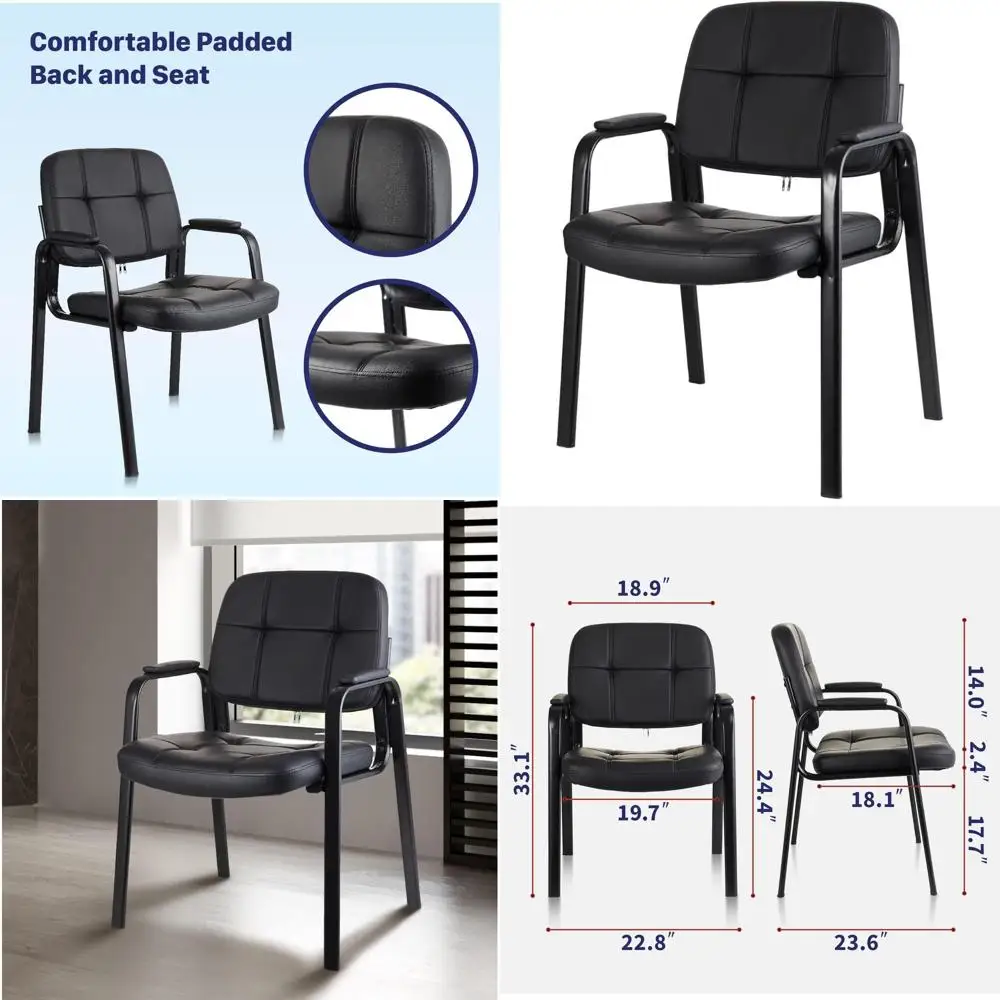 

Эргономичное кресло GT из черной искусственной кожи с мягкими подлокотниками для конференц-залов или залов ожидания, 1 шт.