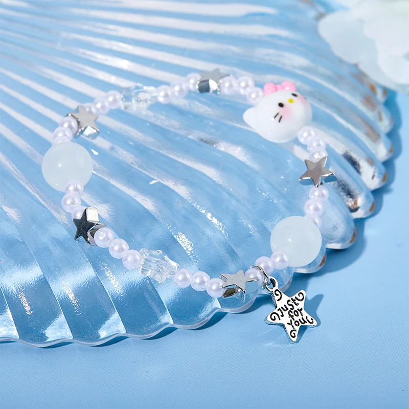 Sanrio Anime Hello Kitty Bead Bracelet My Melody Kawaii Cartoon Charm Bracelet For Women Girls Jewelry Accessories Birthday Gift