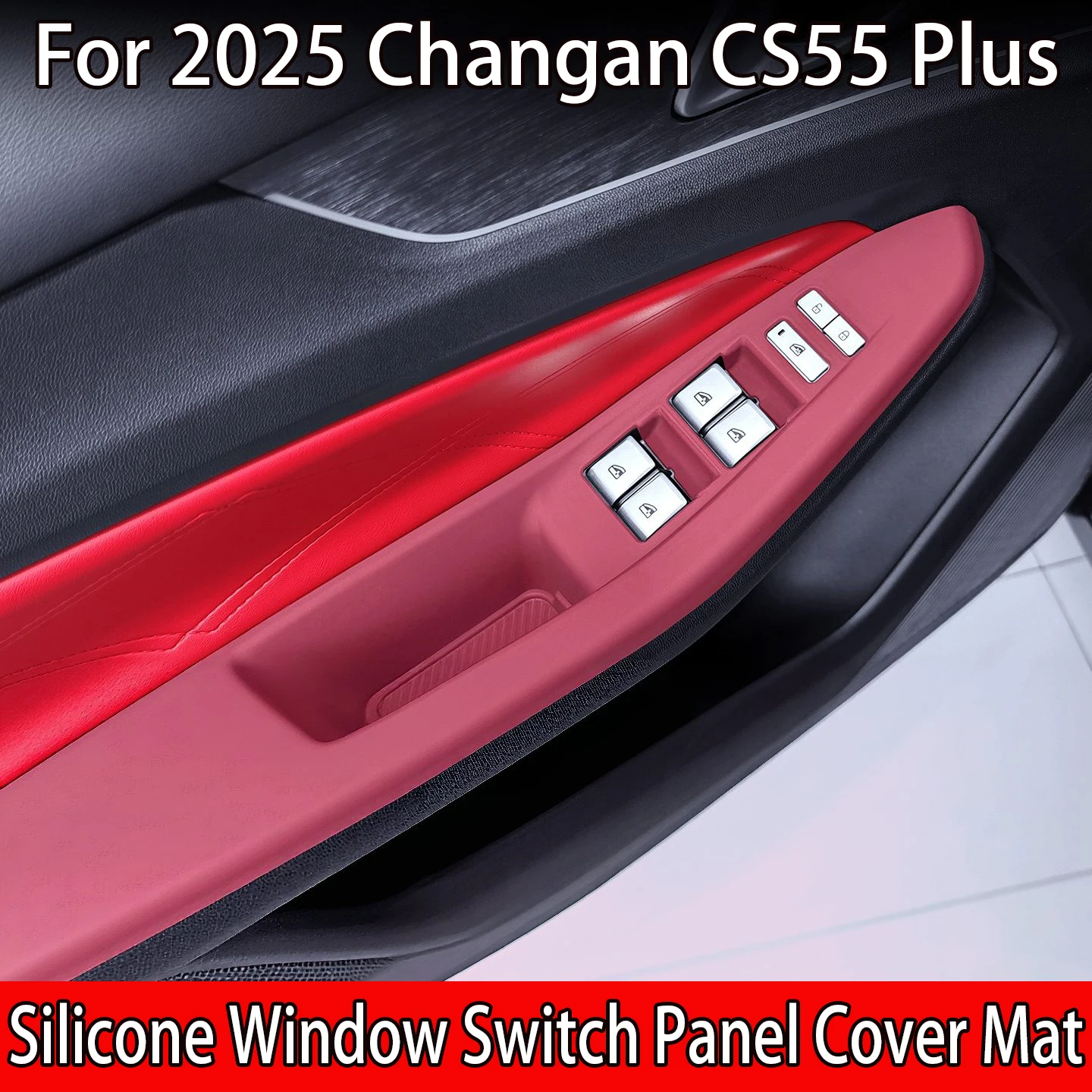 Water‑Resistant Dustproof Window Control Button Protector Mat Door Switch Silicone Insert Pad 4‑Pcs Set For Changan CS55‑Plus 20