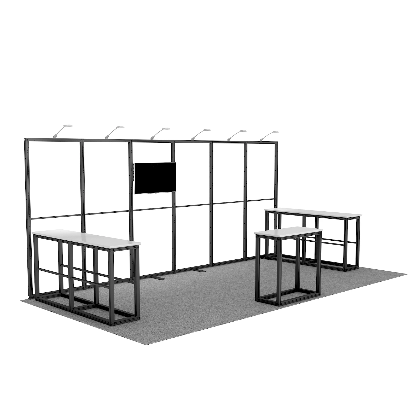 Modulare Messe von Luban, 10 x 20, einfache Einrichtung, Ausstellungsständer aus Aluminium