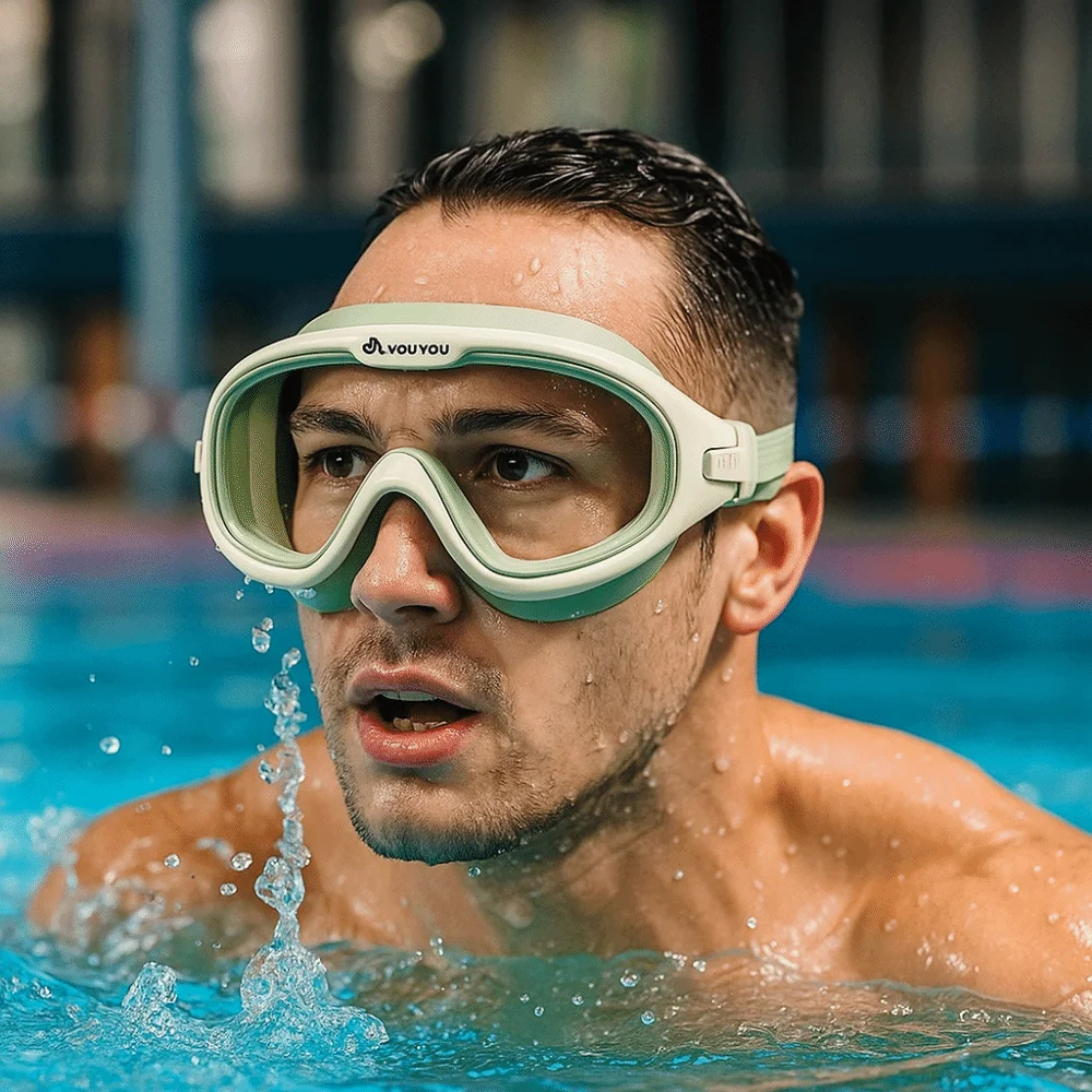 

High-Definition Swimming Goggles Waterproof Large Frame Freediving Mask with Earplugs Fashion Design Diving Mask For Women