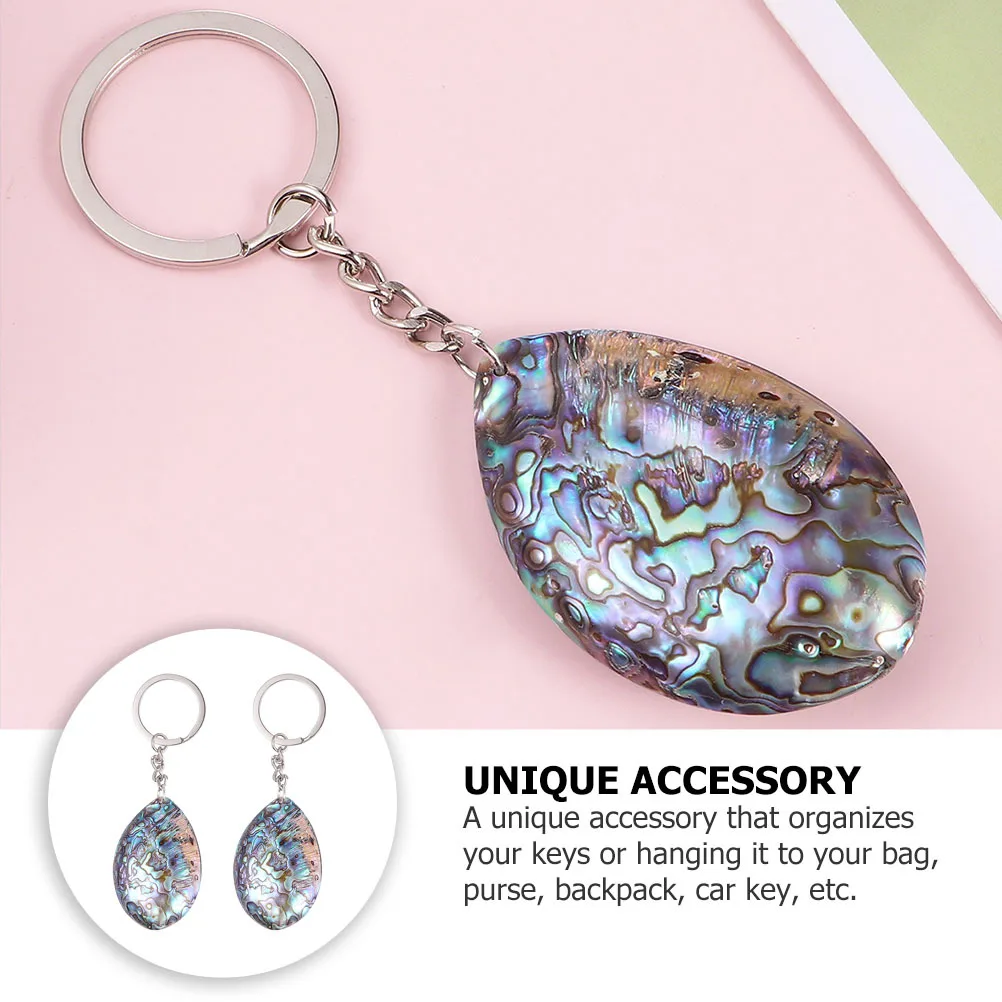 

2Pcs Abalone Seashell Egg Shape Key Chains Double-Sided Creative Decorative Bag Pendant Car Key Ring Hanging Ornament Fashion