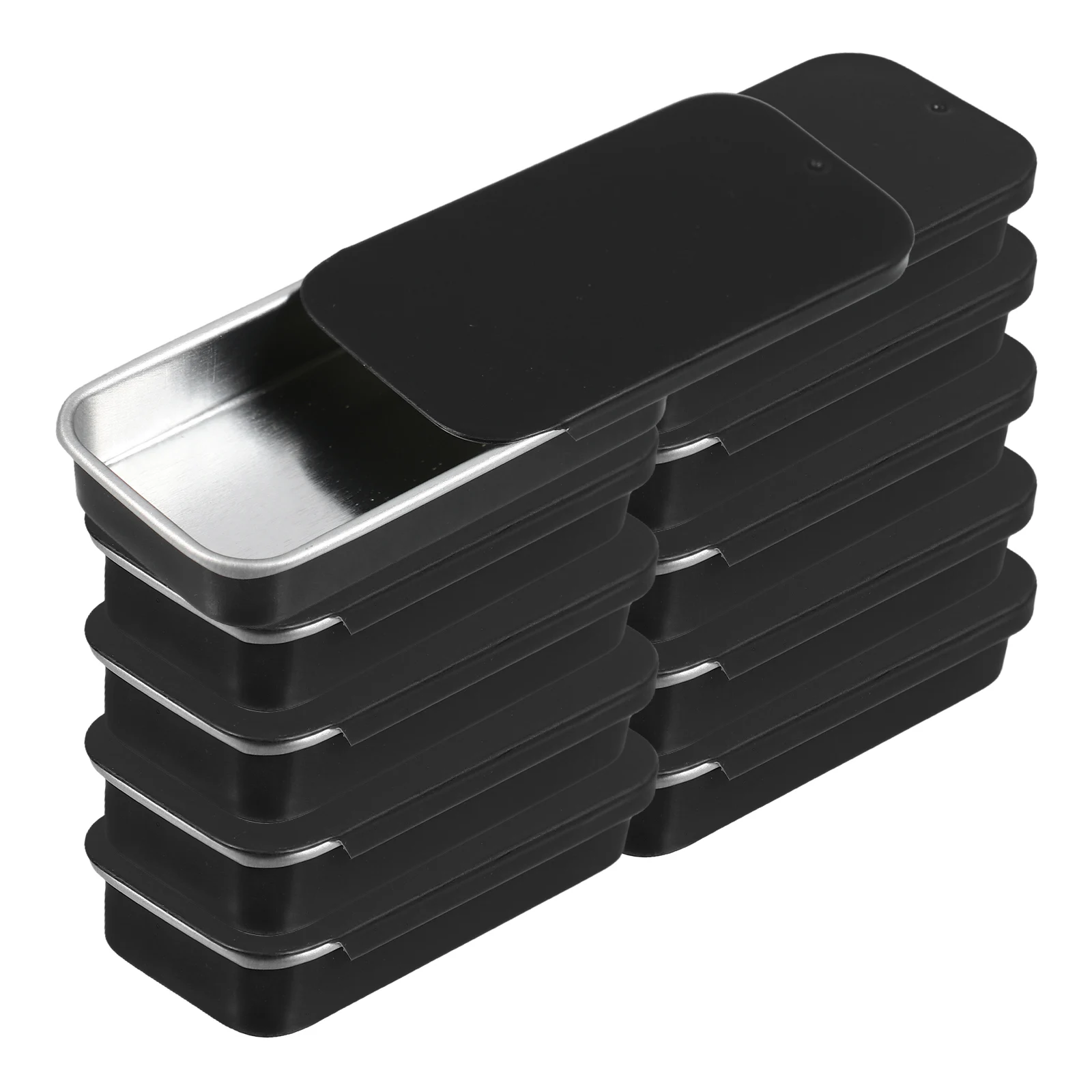 Caja de goma de hojalata con tapa deslizante, soporte para dulces de empuje, portátil, compacto, Rectangular, Mini caja de lata resistente, 10 Uds.