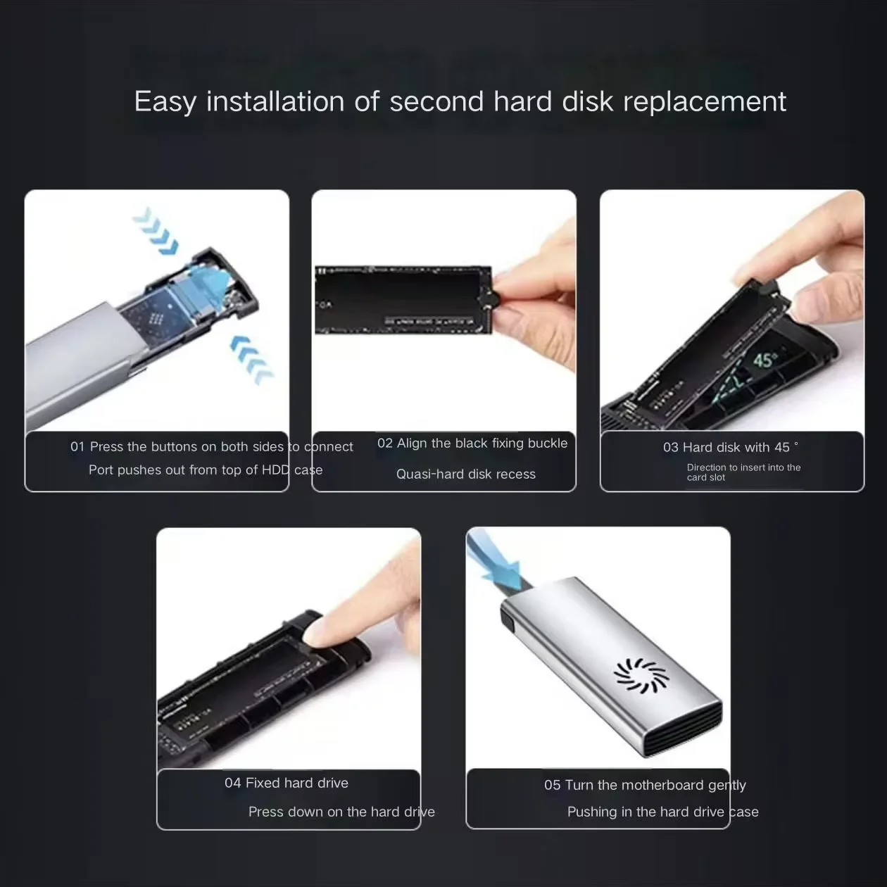 SSD адаптер для NVME/NGFF SATA SSD, 20 Гбит/с/10 Гбит/с, M.2 PCIE ,20Gbps/10Gbps M.2 PCIE SSD Case Dual Protocol HDD Enclosure M.2 to USB Type C 3.1 SSD Adapter for NVME/NGFF SATA SSD