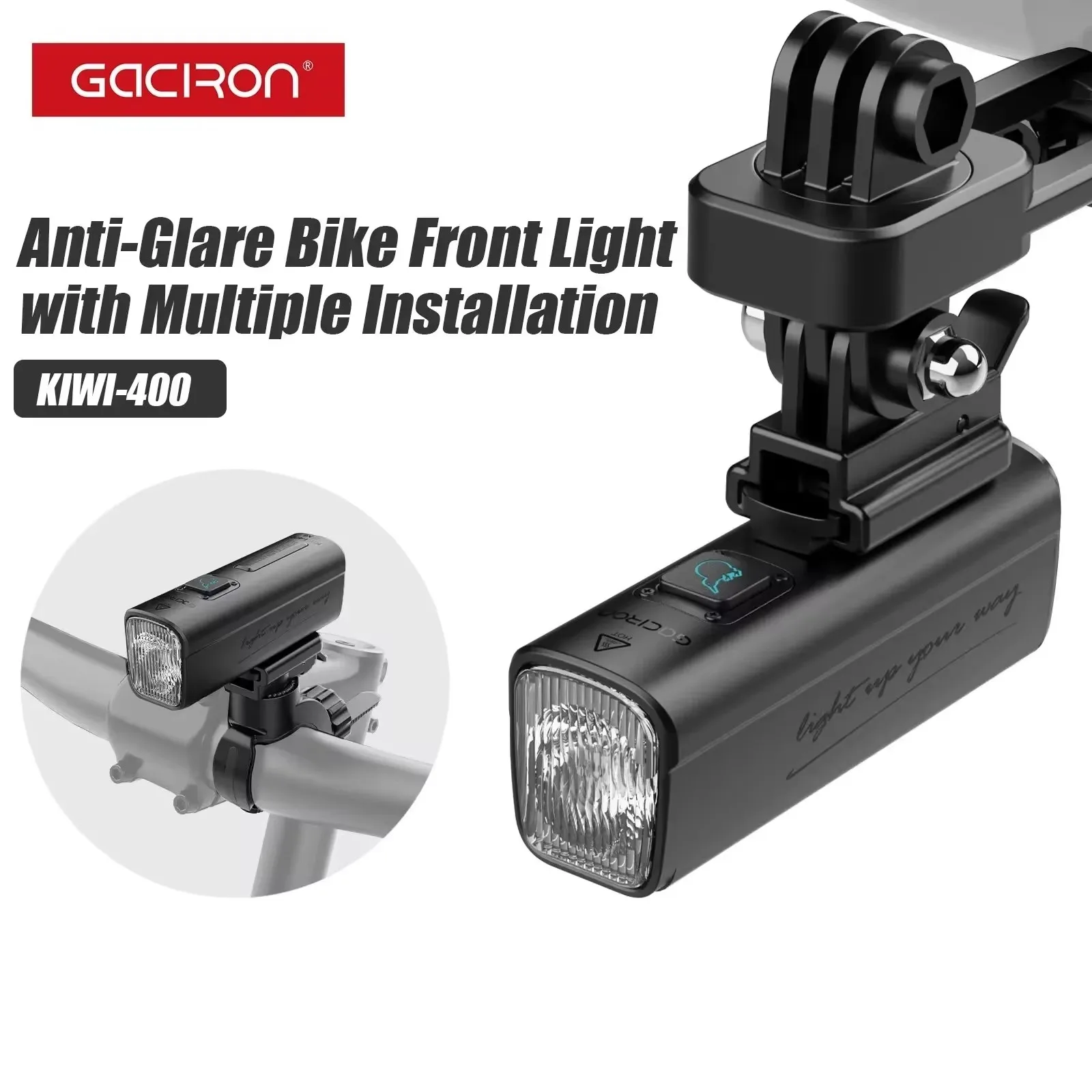 

Gaciron Bike Light KIWI-400 lumens Anti-glare Bicycle Front Light IPX6 Waterproof Type-C Rechargeable Headlight Bike Accessories