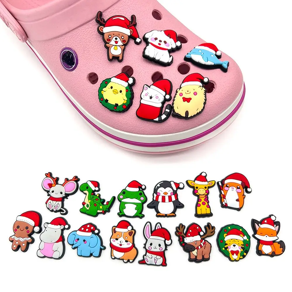 

1-20pcs New Christmas Cartoon Shoes Charms Accessories Fit Clog Backapck Wristbands Shoe Decorate Shoe Buckle charm Party Gift