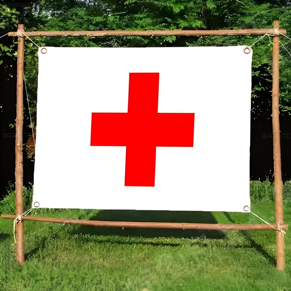 International Committee of the Red Cross Flags Daily four ring borderless design indoor outdoor decor easy hang install