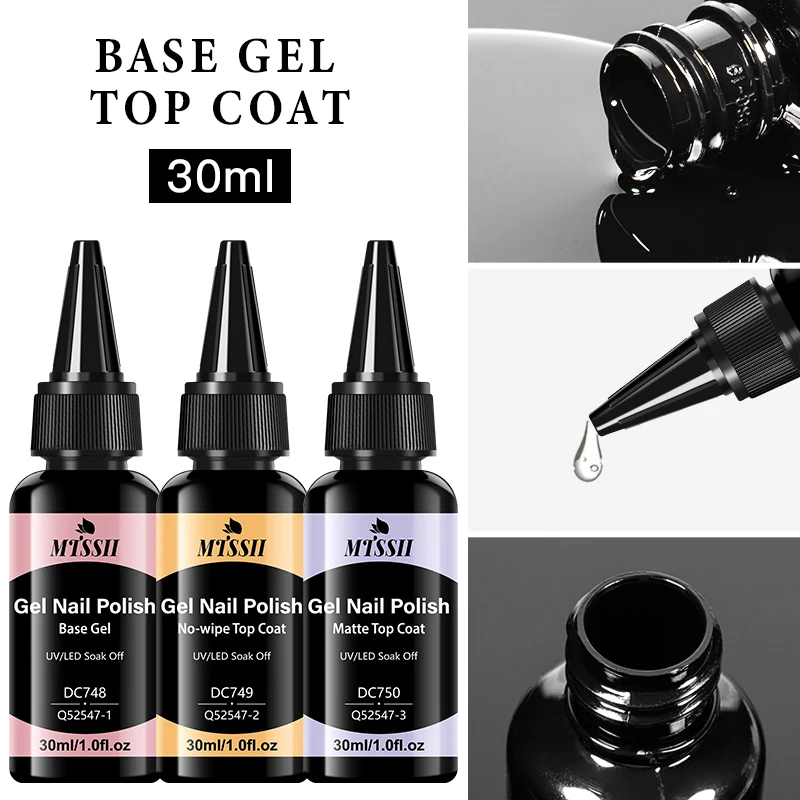 Mtssii 30ML Base Gel No Wipe Top Coat Nail Art Soak Off UV LED Opaco Top Coat Smalto per unghie Gel per manicure Vernice gel funzionale