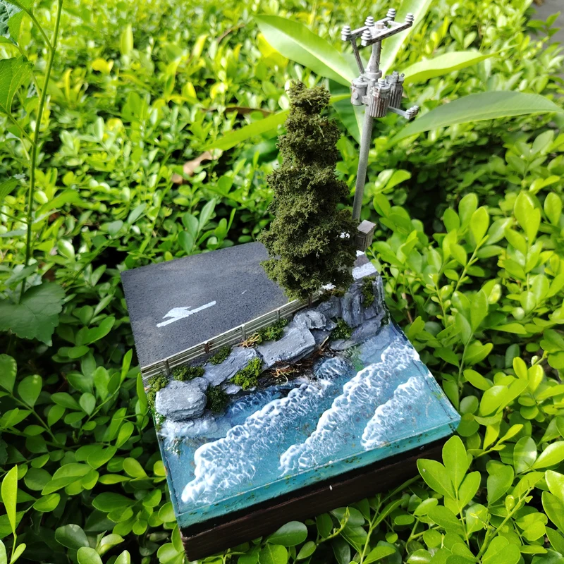

1PCS Simulation Coastal Highway Scene Display Base Miniature Desktop Platform DIY Diorama Accessories for 1/64 scale Car Model