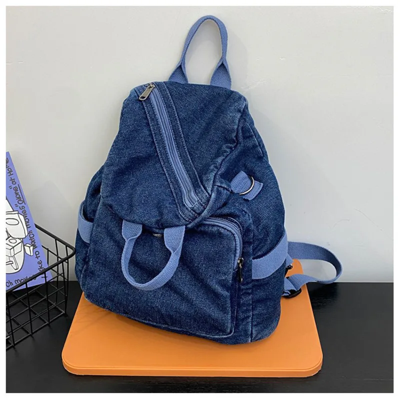 Women's One Shoulder Backpack Crossbody Bag 2024 New Denim Fabric Multi Functional Lightweight Fashionable and Large Capacity