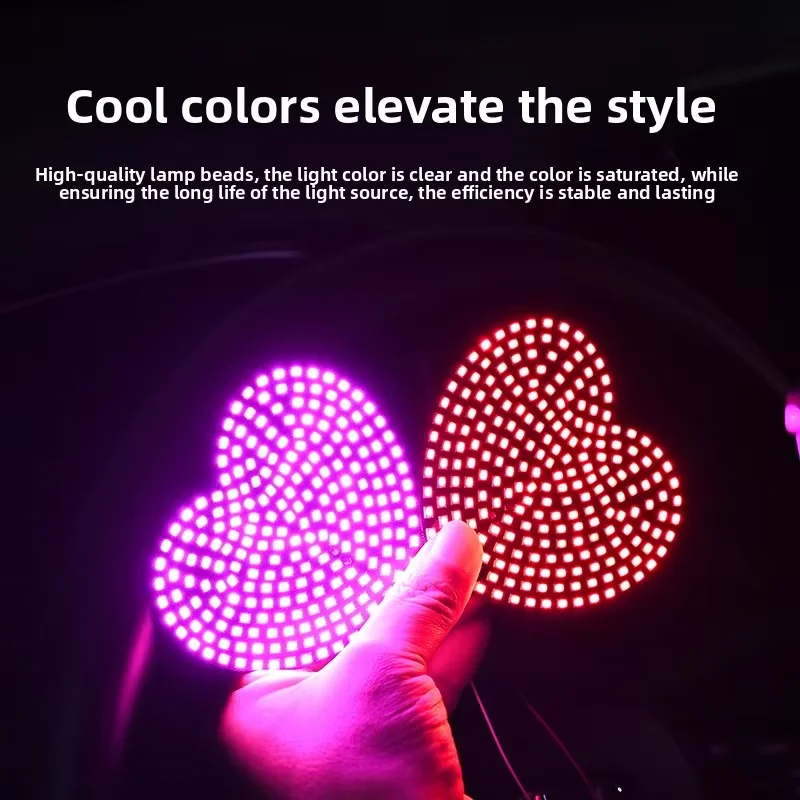 Car Mounted LED Window Ambient Lights Decorative Lights Heart-Shaped Eyes Car Creativity Lights Warning Lights 10 Flashing Modes