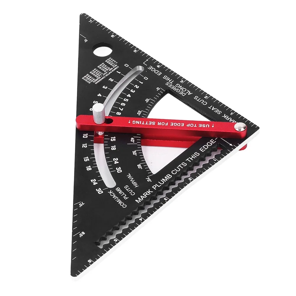 Accurate Scale Woodworking Triangle Ruler Adjustable Angle Aluminum Alloy Aluminum Alloy Triangle Ruler Black 7 Inch