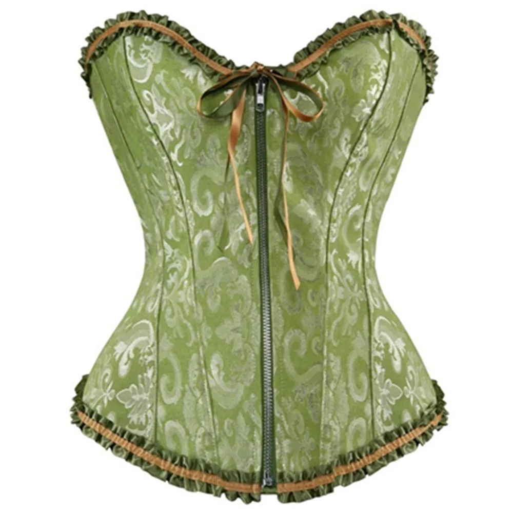 Women Gothic Sexy Overbust Corsets Satin Vintage Jacquard Body Shaper Slim Corset Bustier Lingerie Top Plus Size Corselet