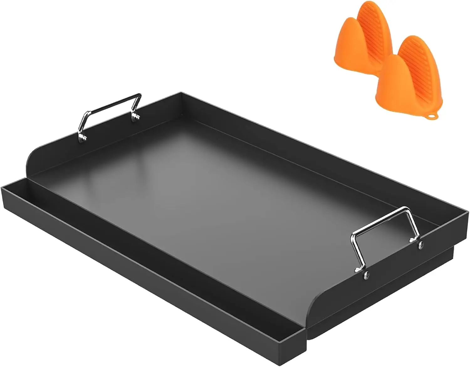 

17x13 Nonstick Griddle Insert for Gas Grills, Carbon Steel Flat Top with Grease Groove, Universal Cooking Plate for Camping