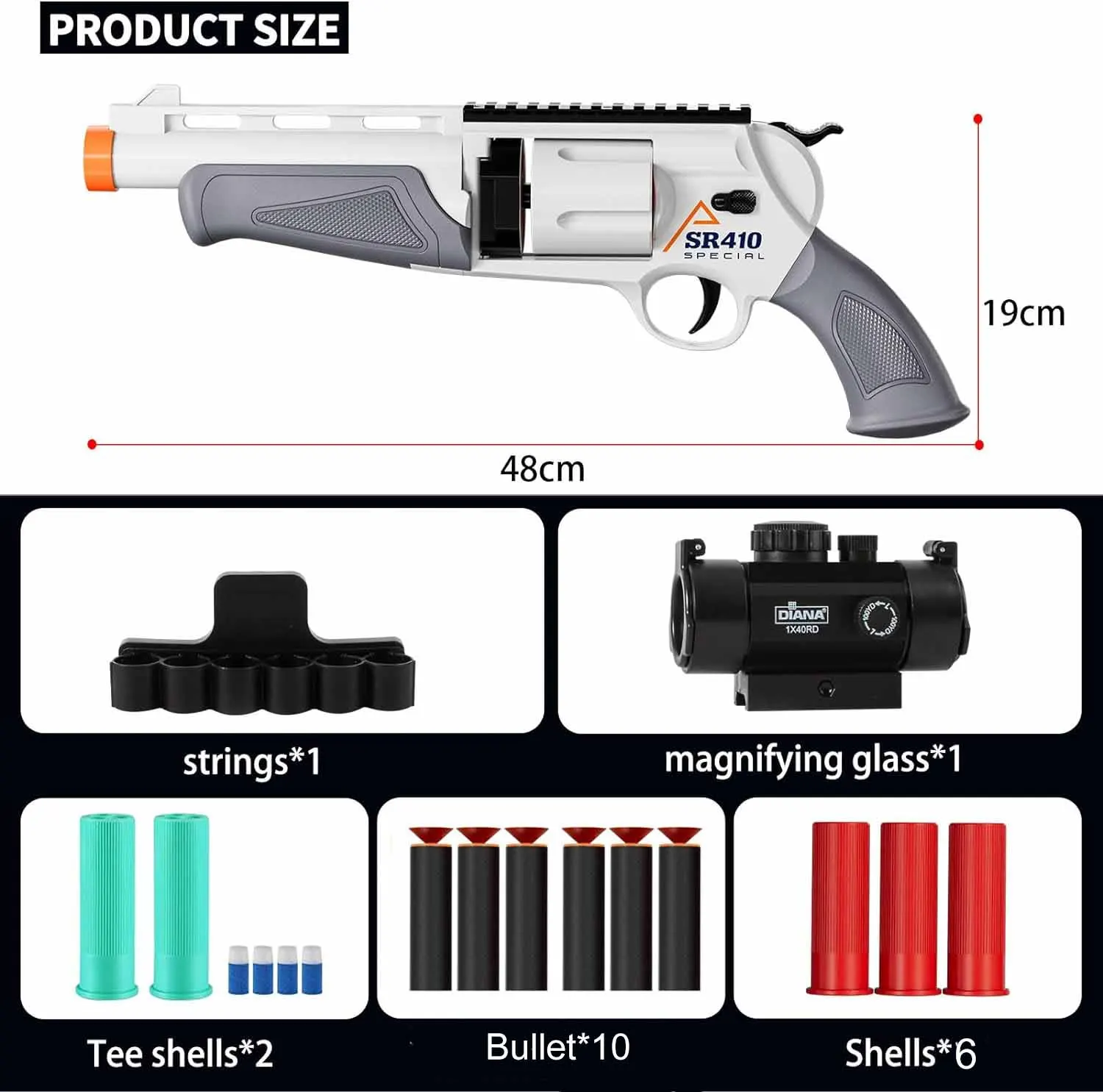 Fusil Airsoft à Lancer en Mousse pour Garçon, Revolver Amélioré, Balle Souple CS d'Extérieur, Cadeau d'Anniversaire pour Enfant