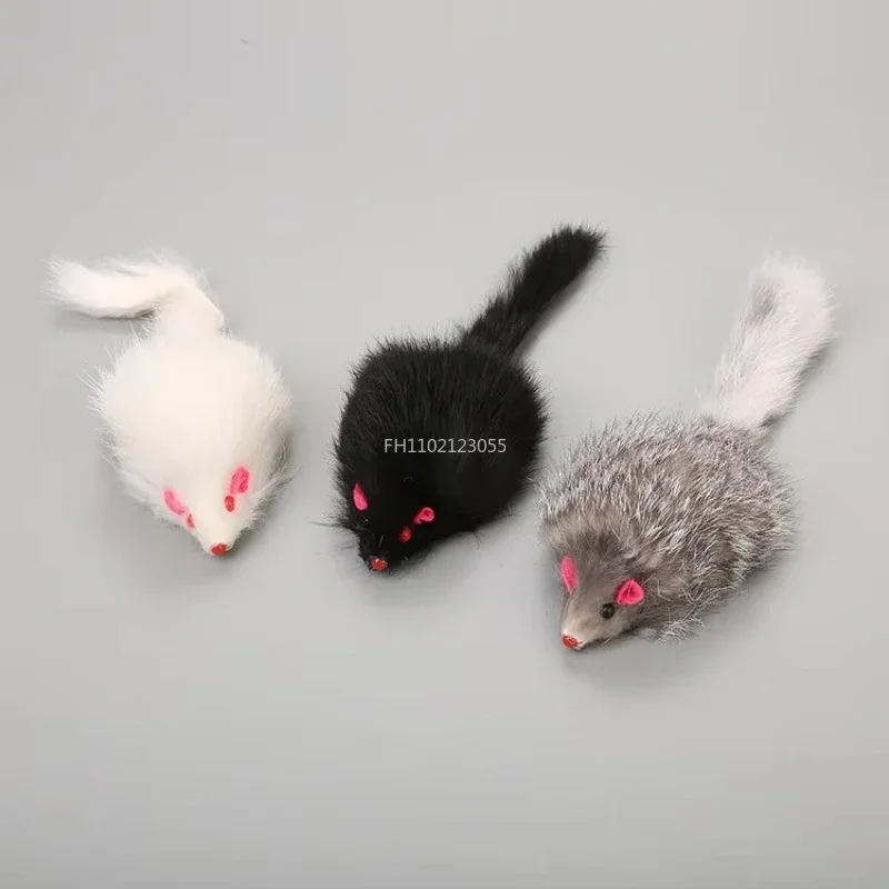 1/5PC Cat Mice Toys False Mouse Cat Toy Long Tail Mice Soft Real Rabbit Fur Toy For Cats Plush Rat Playing Chew Toy Pet Supplies