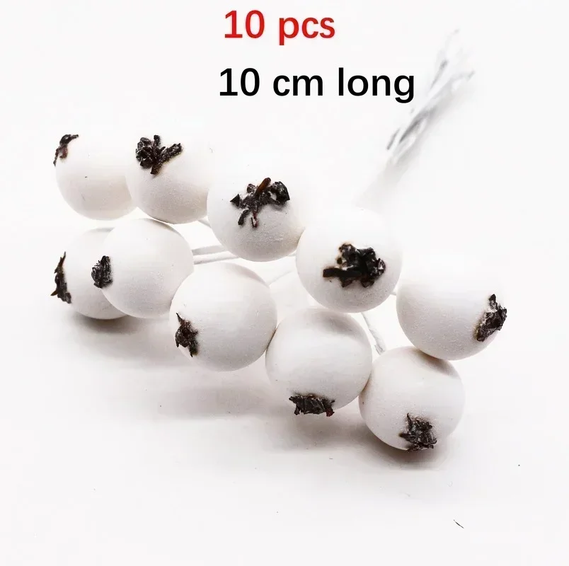 6/10/12/20/24/200pcs White Hybrid Flower Cherry Stamen Berries Bundle DIY Cake Christmas Wedding Gifts Box Wreaths Decor