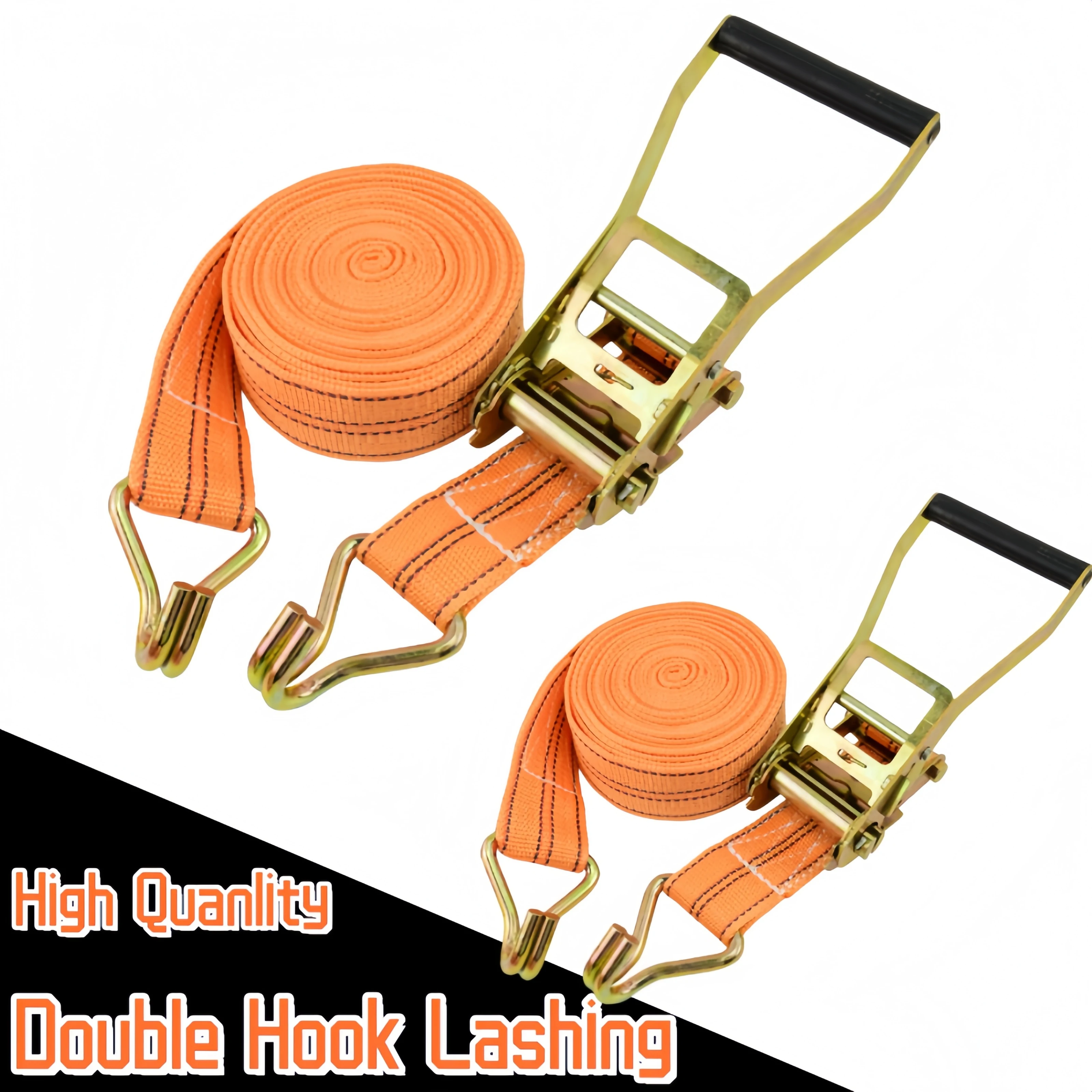 Heavy Duty Ratchet Tie Down Straps 40mm Wide 3-10M Lashing Cargo Securing Truck Transport Binding Double Hook