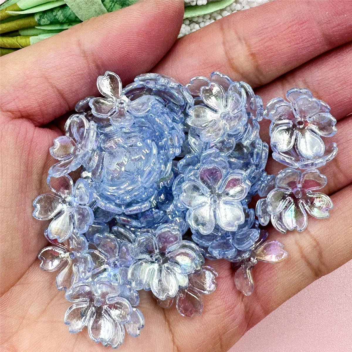 100 Teile/beutel 15mm Acryl DIY Galsang Blume Lose Perlen Ohrringe Für Schmuck Machen Halskette Armbänder