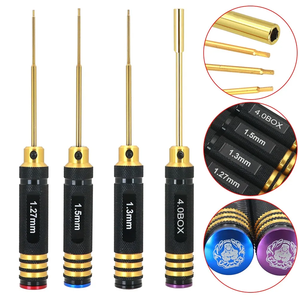 

4 шт./компл. титановое покрытие 1,27/1,3/1,5/м4 шестигранная отвертка, набор инструментов для радиоуправляемой модели автомобиля 1/24 осевой Scx24 90081 C10