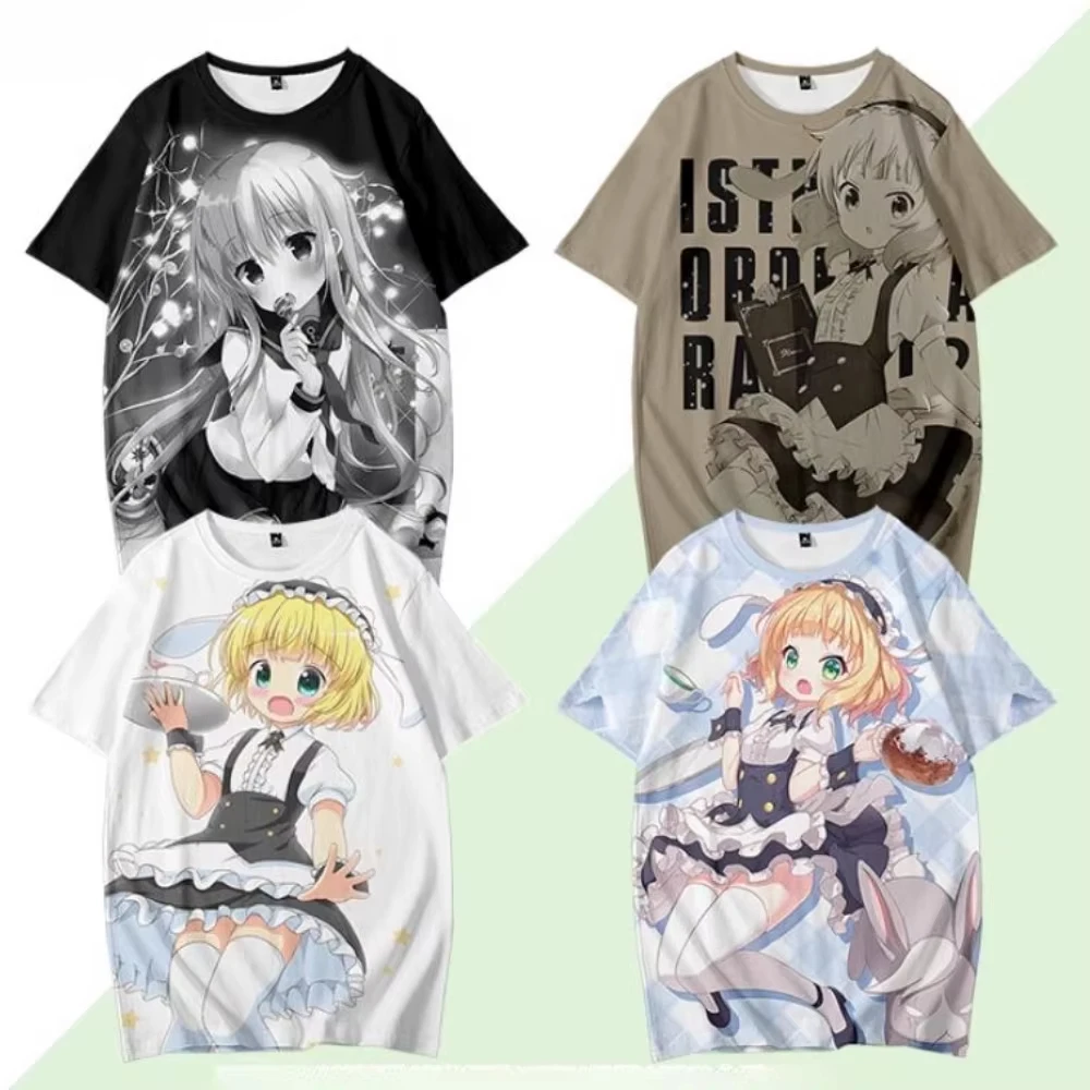 

Аниме Is The Order A Rabbit 3D Print Футболка для женщин и мужчин с круглым вырезом и коротким рукавом Забавная футболка Футболки с графикой Уличная одежда Футболки для косплея